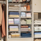 Yociyoga 5-Tier Stackable Closet Organizers and Storage Basket - Foldable Closet Shelf Organizer System, Space-Saving Clothes