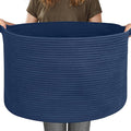 MEGASKET 115L Dark Blue Basket for Organizing, 23.6" x 15.7" XXXL Woven Cotton Rope Laundry Basket, Oversized Blanket Storage