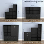 Homes: Inside + Out Apexa 6-Cube Storage Organizer Shelves, Stackable Wood Bookcase Fits Cubby Bins for Organization, Dorm Te