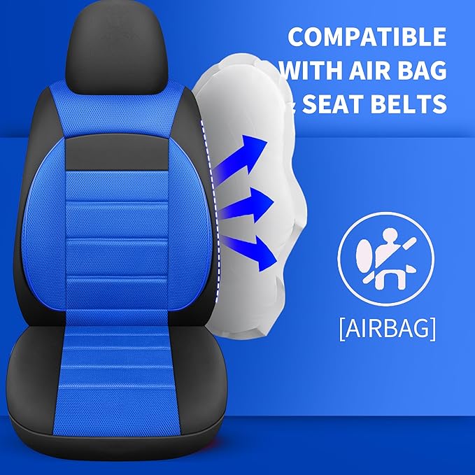 3D Foam Leather Car Seat Covers Two Front Seats only, Air Cool Mesh Thick Seat Covers, All Weather Car Seat Cover Comfort & P