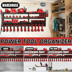 50" W Large Power Tool Organizer Wall Mount, Load 600lbs, 4 Layer Heavy Duty 12 Cordless Drills Holder, Battery Tool Storage 