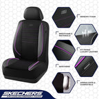 Skechers Air-Cooled Memory Foam Seat Covers,Mesh Thick Car Seat Covers,Piping Leather Car Seat Cover,Airbag Compatible,Automo