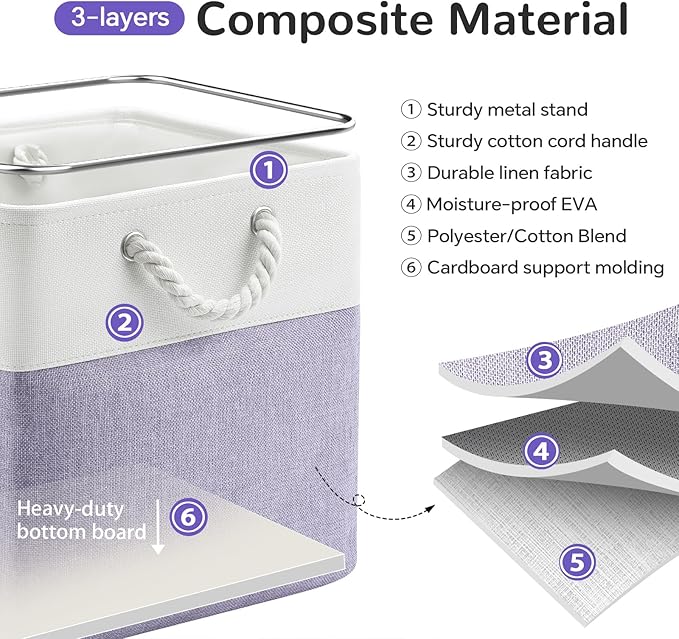 12 x 12 Inch Cube Storage Bins, 4 Pack Fabric Storage Basket with Handles, Foldable Boxes Organizer for Shelf Baskets for Hom