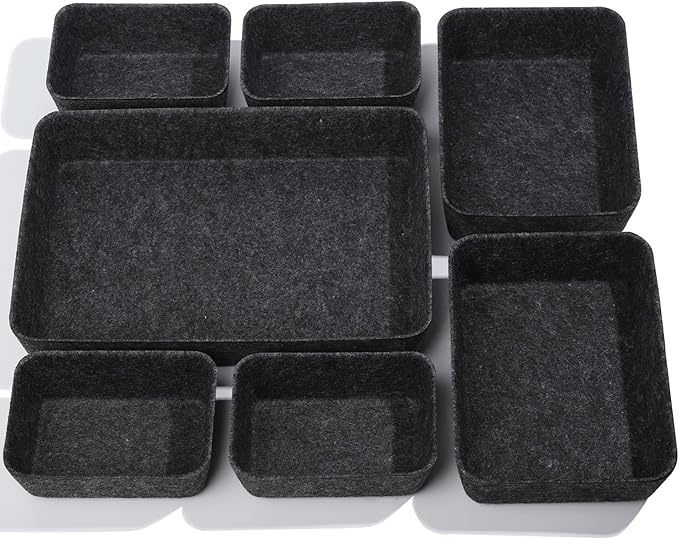 HNYYZL Desk Drawer Organizer,7 Pack Felt Drawer Organizer Shallow Drawer Organizers Felt Storage Bins,Desk organizer trays (G
