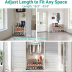 YEASHEIN 2-Tier Expandable Shoe Rack for Closet Floor, X-Frame Metal Small Shoe Rack for Entryway, Adjustable Shoe Shelf Orga