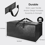 6 Pack Heavy Duty Extra Large Moving Bags W/Backpack Straps - Strong Handles & Zippers, Storage Totes For Space Saving, Fold 