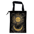 Car Garbage Bag Golden Sun Boho Crescent Moon Stars Hanging Canvas Car Trash Bag Drawstring Car Back Seat Organizer for Car Back Front Seat Console with Adjustable Buckle