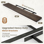Fun Memories Solid Elm Wood Floating Shelves Set of 1-48 Inch Rustic Wall Shelves with Heavy-Duty Invisible Brackets - for Li