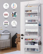 ULG 1 Pack Over Door Organizer with 5 Large Pockets 10 Mesh Side Pockets, Upgraded Linen Texture Over The Door Storage, 44 lb