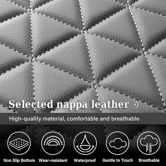 Coverado Leather Car Seat Covers, Waterproof Dooge Ram 1500 Seat Covers Compatible with 2002-2025 Dodge Ram 1500 2500 3500 wi