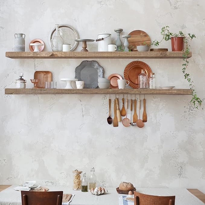 Floating Shelves | 8" Deep Rustic Reclaimed Barnwood Wall Hanging Shelves with Invisible Heavy-Duty Metal Bracket | Wall Moun