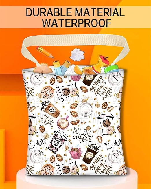 Car Trash Can, Durable Hanging Car Trash Garbage Bag, Cute Automotive Garbage Cans Organizer, Cute Cartoon Coffee