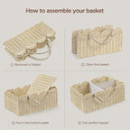 HBlife Large Baby Diaper Caddy, Paper Rope Storage Baskets Nursery Bin with Removable Divider, Portable Car Organizer for Dia
