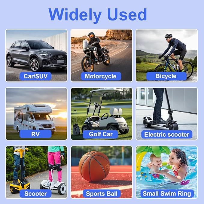 Tire Inflator, 2-in-1 power option Portable Air Compressor, Tire Air pump up to 150 Psi, Auto Shut-Off, Pressure Gauge, Emergency LED light for Car Bike SUV Tires