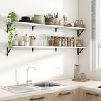 Axeman 55 Inch Floating Shelves | 8 Inch Deep White Wall Shelves Set of 2 | 55" W x 8" D Rustic White Wood Shelves for Bathro
