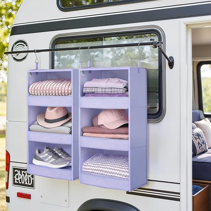 GRANNY SAYS 3 Shelf Hanging Closet Organizers and Storage, Collapsible Closet Storage Organizer with 2 Metal Hooks, Leak-Proo
