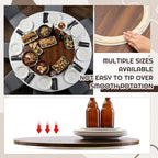 24" Black Walnut Wood Lazy Susan for Table Top, Large Turntable Rotating Serving Tray for Counter Top Solid Wooden Round Lazy