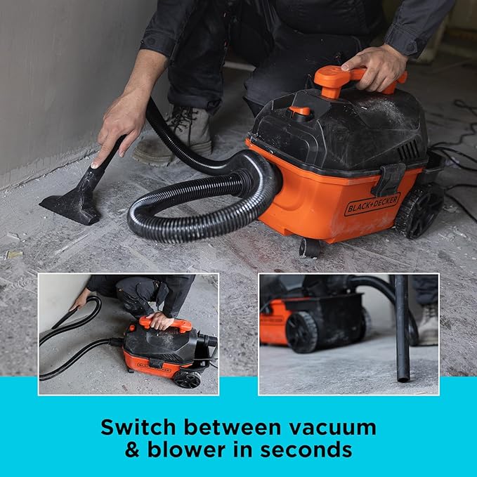 BLACK+DECKER Shop Vacuum Wet and Dry, 4 Gallon 5.0 Peak HP Wet/Dry Vacuum, Quiet Operation with Muffler, Long Reach Cleaning 