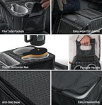 Center Console Cup Holder, Universal Car Armrest Storage Box with Bottle Holder & Tissue Slot & Side Pockets, Car Back Seat T