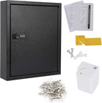 KYODOLED Locking Key Cabinet, 60 Key Storage Lock Box with Code, Key Box Wall Mount with Combination Lock, Key Hooks & Tags K