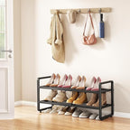 SAYZH Expandable Shoe Rack for Closet, Adjustable Metal Shoe Organizer with Sturdy Mesh Shelves for Boots & Heels, Stackable 