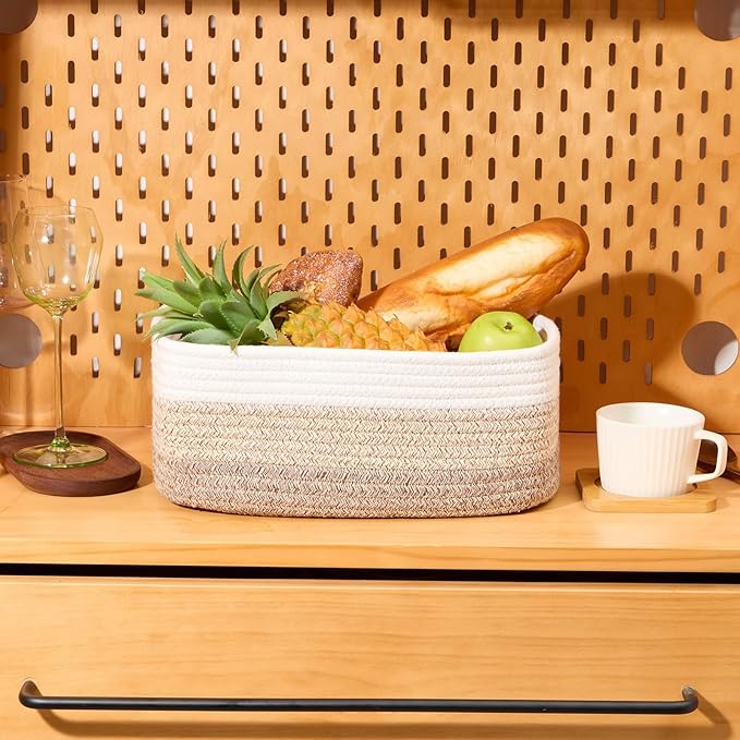 MiniArk Small Storage Baskets for Organizing | Closet Organizer Bins | Shelf Toy Basket | Woven Rope Baskets | Cube Decorativ