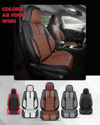 FREESOO Black Brown Front Car Seat Covers - Faux Nappa Leather Seat Covers for Cars, with Carbon Fiber Texture Seatbelt Pads,