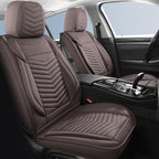 Nappa Leather Car Seat Covers Full Set, Brown Car seat Protector 5 Seats, Waterproof Car Seat Cushion, Universal Automotive S
