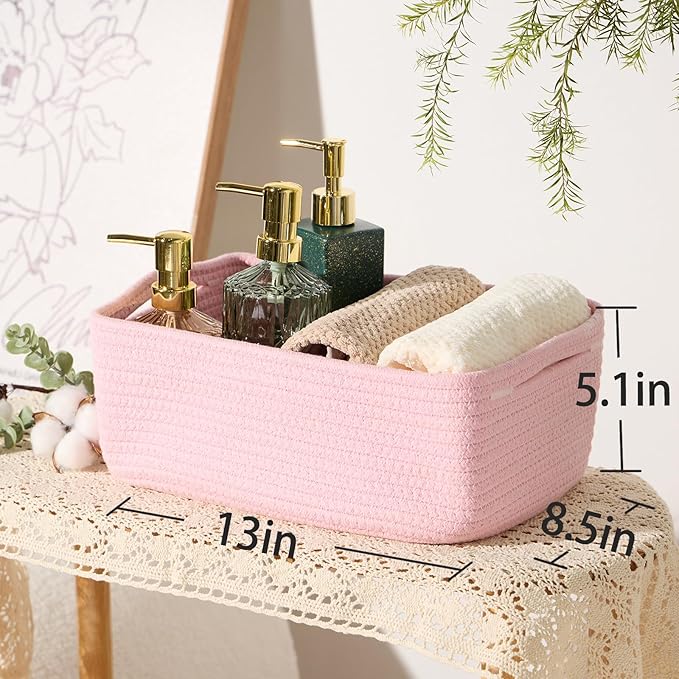 MiniArk Small Storage Baskets for Organizing | Closet Organizer Bins | Shelf Toy Basket | Woven Rope Baskets | Cube Decorativ