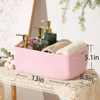 MiniArk Small Storage Baskets for Organizing | Closet Organizer Bins | Shelf Toy Basket | Woven Rope Baskets | Cube Decorativ