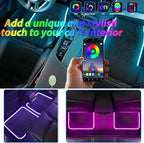 Car Floor Mats with Led Strip Light, Universal Fit Black Automotive Carpet, RGB App Control Car Floor Mats with Ambient Light, Anti-Slip Waterproof Car Decor Accessories for SUV, Trucks, Sedan,Jeeps