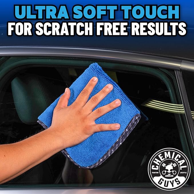 Chemical Guys Professional Grade Premium Microfiber Towels for Cars, Blue, 16" x 16", Ultra-Soft and Scratch-Free Car Detaili