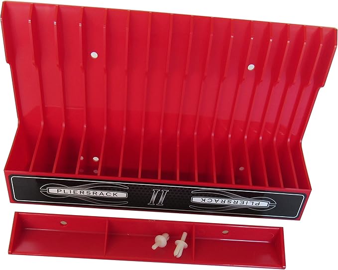 PLR16 Red Pliers Rack mounts on your peg board, or fits in your toolbox drawer. Plier storage for Regular & smaller pliers. H