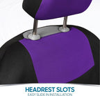 BDK PolyPro Car Seat Covers Full Set in Purple on Black, Front and Rear Split Bench Seat Covers for Cars, Easy to Install Car