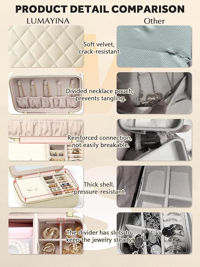 Velvet Travel Jewelry Box with Large Mirror, Double-Layer Jewelry Organizer Case for Women and Girls, Portable Storage Case w