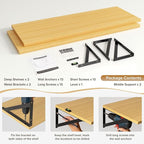 Deep Floating Shelves Wall Mounted, 36"x12" Oak Wall Shelves with Brackets Set of 2 for Bedroom, Living Room, Bathroom, Kitch
