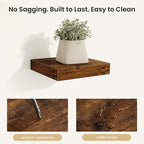 Fun Memories Floating Shelves for Wall, Rustic Wood Wall Mounted Shelves for Bathroom, Bedroom, Living Room and Kitchen, Stor