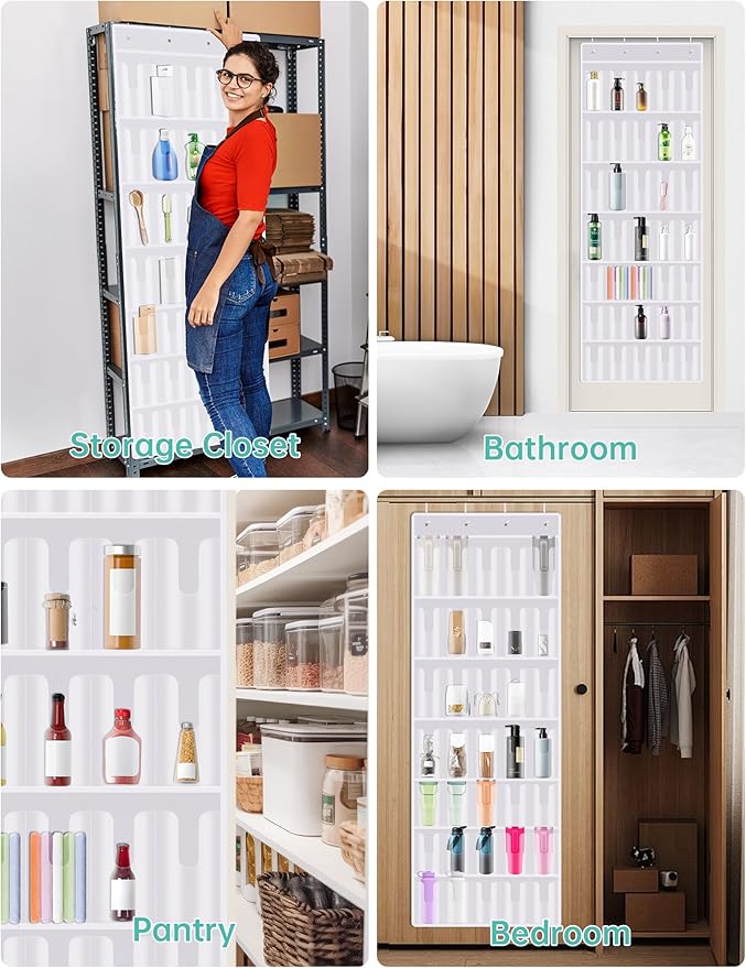 NiHome 35-Pocket Large Capacity Door Cup Organizer Fit for Stanley Tumblers 30oz, 40oz, Door Hanging Water Bottle Storage, Do