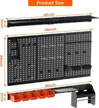 TORACK Metal Pegboard Wall Organizer 4ft Wide, Tool Storage Pegboard System for Garage with Accessories, Wall Mount Storage B