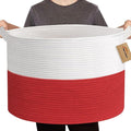 MEGASKET Large Red Baskets for Storage, 22x14 Wicker Woven Storage Basket, Blanket Organizer, Kids Toy Bin Box, Bathroom Beac