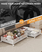 Under Bed Storage with Wheels, Foldable Pattern Carved Metal Under The Bed Storage, Tool-Free Assembly Under The Bed Storage 