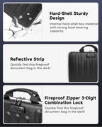 DOZAWA Fireproof Document Box, Hard Case Document Organizer with Lock, 13 Pockets Accordion File Folder with Reflective Strip