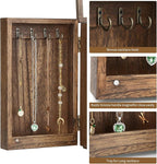 Meangood Jewelry Box Wood for Wowen, 5-Layer Large Organizer Box with Mirror & 4 Drawers for Rings, Earrings, Necklaces, Waln