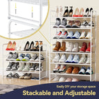 3 Tier Shoe Rack, Closet Shoe Organizer for Entryway, Heavy Duty Stackable Shoe Storage Shelf Stand,White