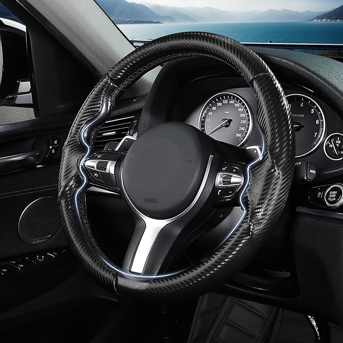 Steering Wheel Cover for BMW X3(2014-2017) X5(2014-2018) 3 Series(2012-2019) 5 Series(2014-2016) 328i 320i 330i 325i 528i 535i 530i 540i M3 2 4 6 Series X4 X6 M2 M4 M5 M6 Accessories (Matte Black)