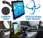 Mount-It! Carbon Fiber Car Headrest Tablet Holder, Back Seat iPad & Tablet Mount for Kids, Adjustable 7–11 Inch Rear Seat Holder for Galaxy & Fire Tablets, Road Trip Travel Mount