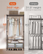 CASAMAYA Clothes Rack, Portable Closet, 71.7 Inch Large Capacity Wardrobe Closet, Clothes Storage Organizer with Shelves and 