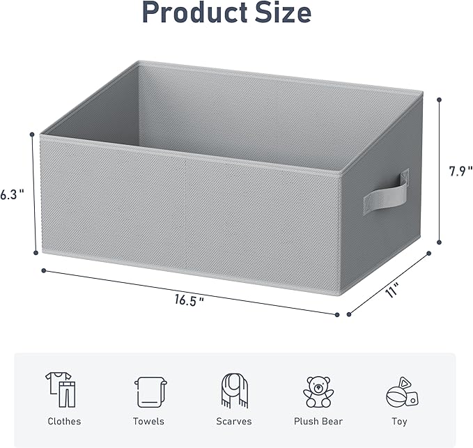 DIMJ Closet Storage Bins 6 Pack - Fabric Storage Baskets for Shelves, Large Clothes Organizers with Handles, Trapezoid Shelf 