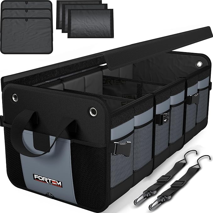FORTEM Trunk Organizer For SUV Car Organizer and Storage, Multi-Compartment Storage Bag Car Accessories for Women Men, Perfect