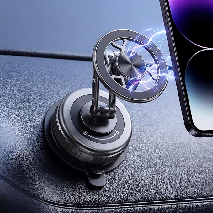 EdenseeLake Magsafe Car Phone Holder, 360° Adjustable Car Phone Mount, Strong Magnetic Vacuum Suction Cup Phone Holders for Your Car, 17 Pro Max 16 15 14 13 12 Air Plus